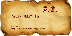 Patik Mária névjegykártya